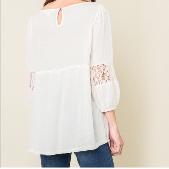 Hayden LA Cream Blouse Lace Detail Bohemian Boho Shirt Women’s NEW - Picture 2 of 6